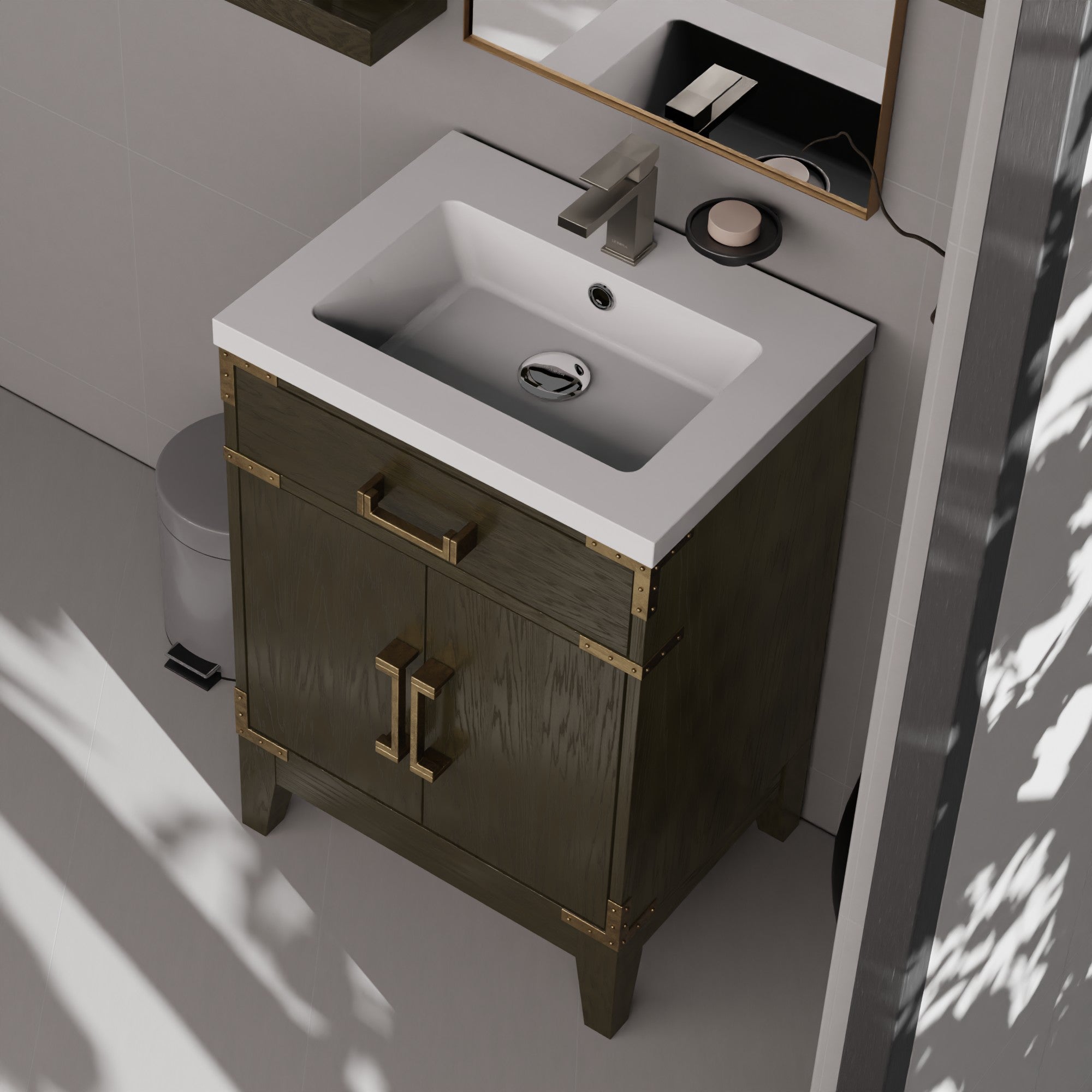 Laurel 24 in W x 18 in D Brown Oak Single Bath Vanity