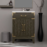 Laurel 24 in W x 18 in D Brown Oak Single Bath Vanity