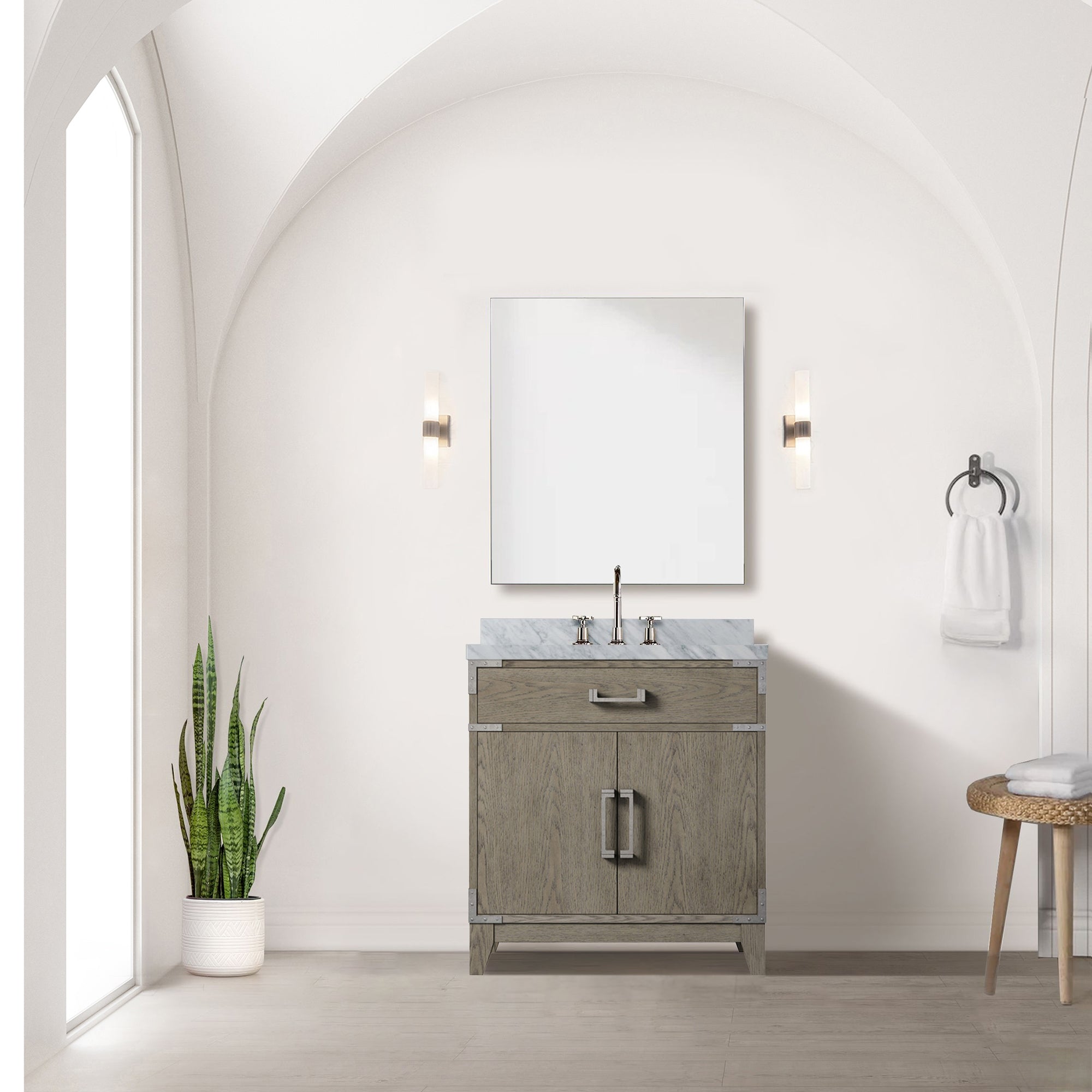 Laurel 30 in W x 22 in D Grey Oak Single Bath Vanity