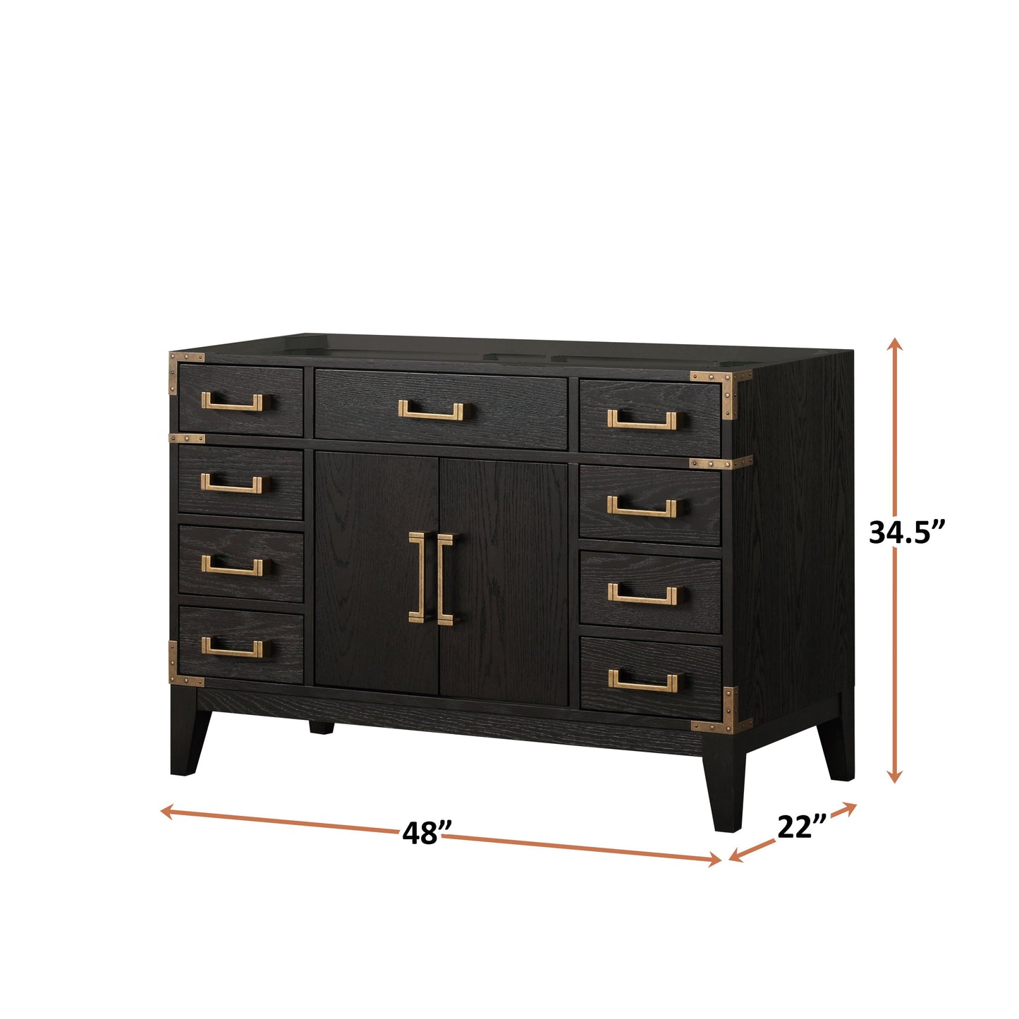 Laurel 48 in W x 22 in D Black Oak Single Bath Vanity