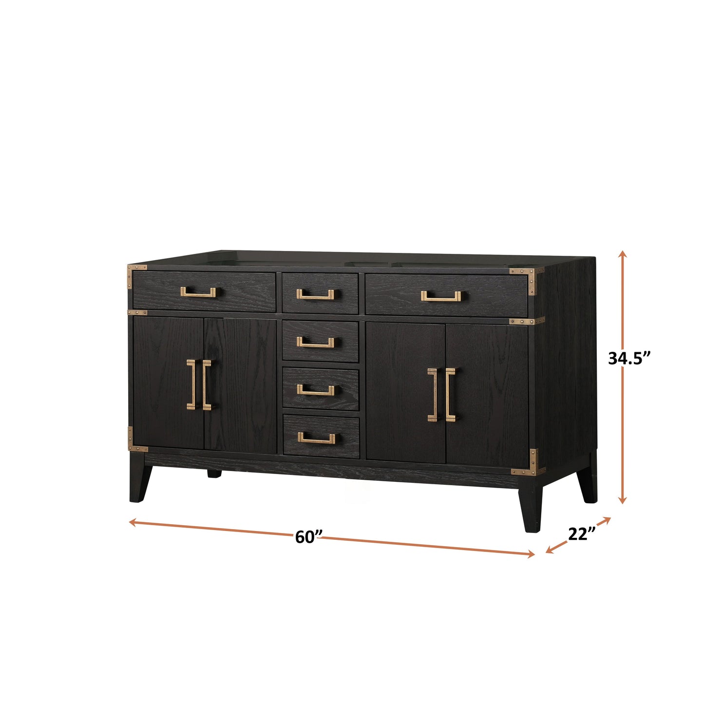 Laurel 60 in W x 22 in D Black Oak Double Bath Vanity