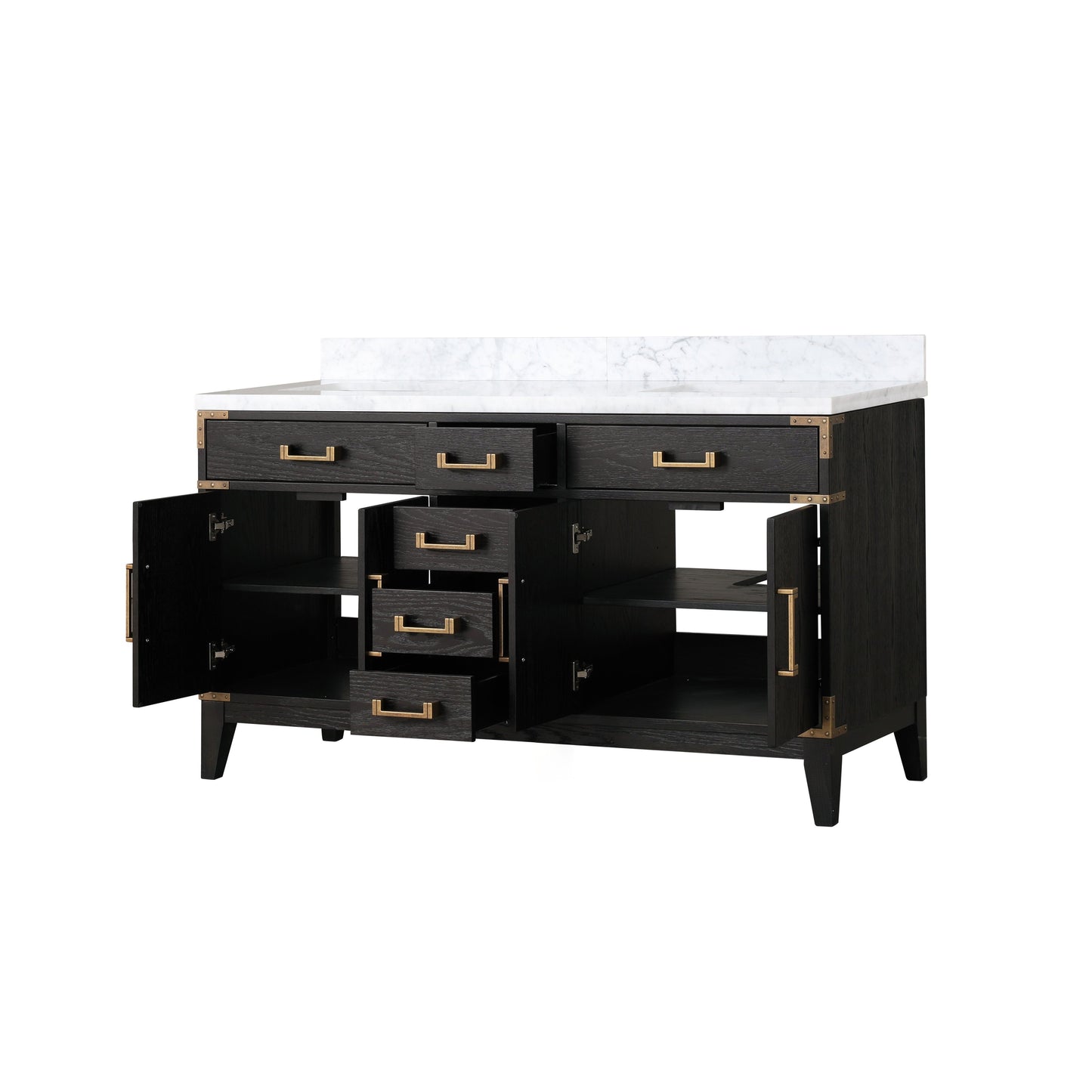 Laurel 60 in. Freestanding Bathroom Vanity with Carrara Marble Sink Top