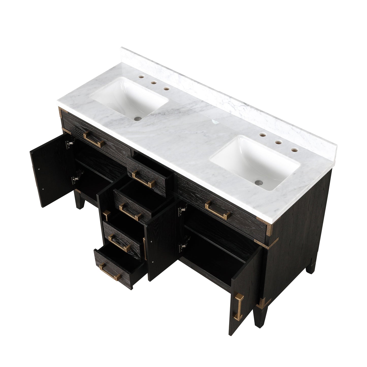 Laurel 60 in. Freestanding Bathroom Vanity with Carrara Marble Sink Top