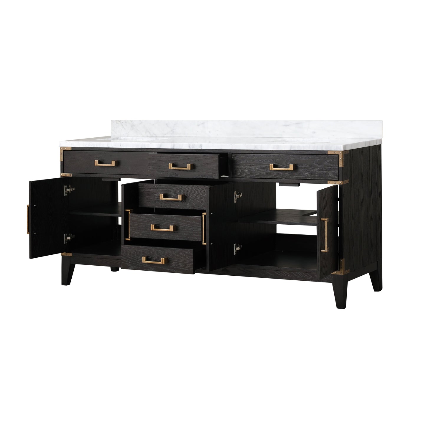 Laurel 72 in. Freestanding Bathroom Vanity with Carrara Marble Sink Top