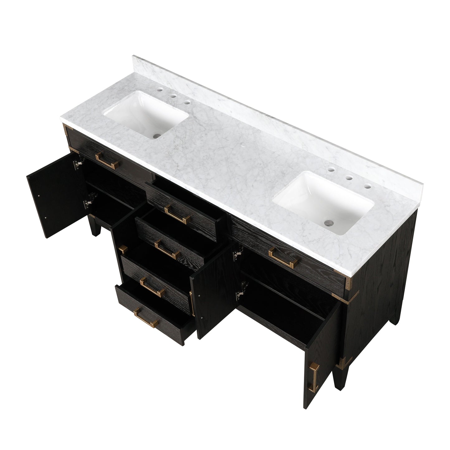 Laurel 72 in. Freestanding Bathroom Vanity with Carrara Marble Sink Top