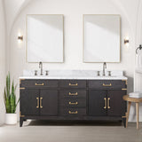 Laurel 72 in. Freestanding Bathroom Vanity with Carrara Marble Sink Top
