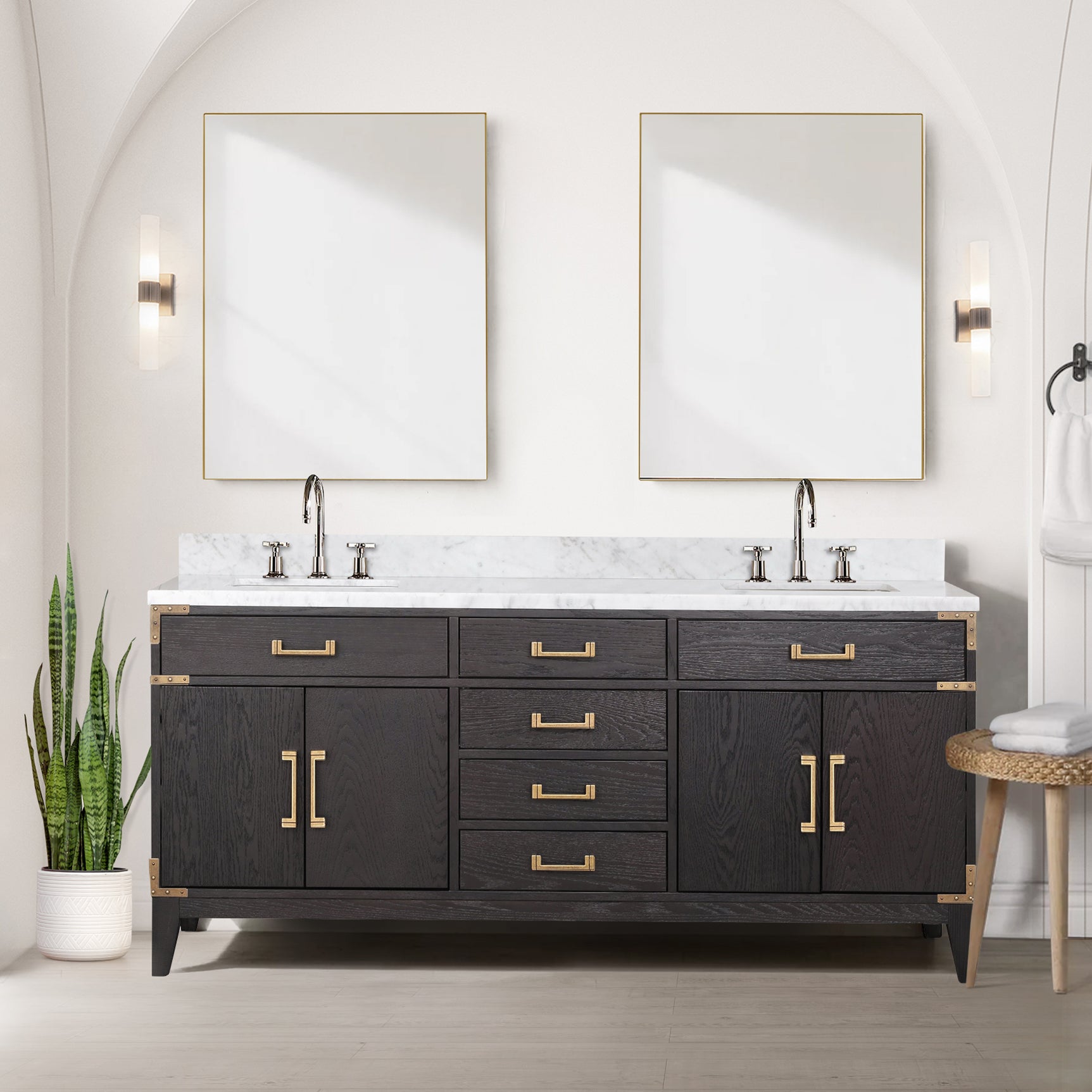 Laurel 72 in. Freestanding Bathroom Vanity with Carrara Marble Sink Top