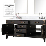 Laurel 72 in. Freestanding Bathroom Vanity with Carrara Marble Sink Top