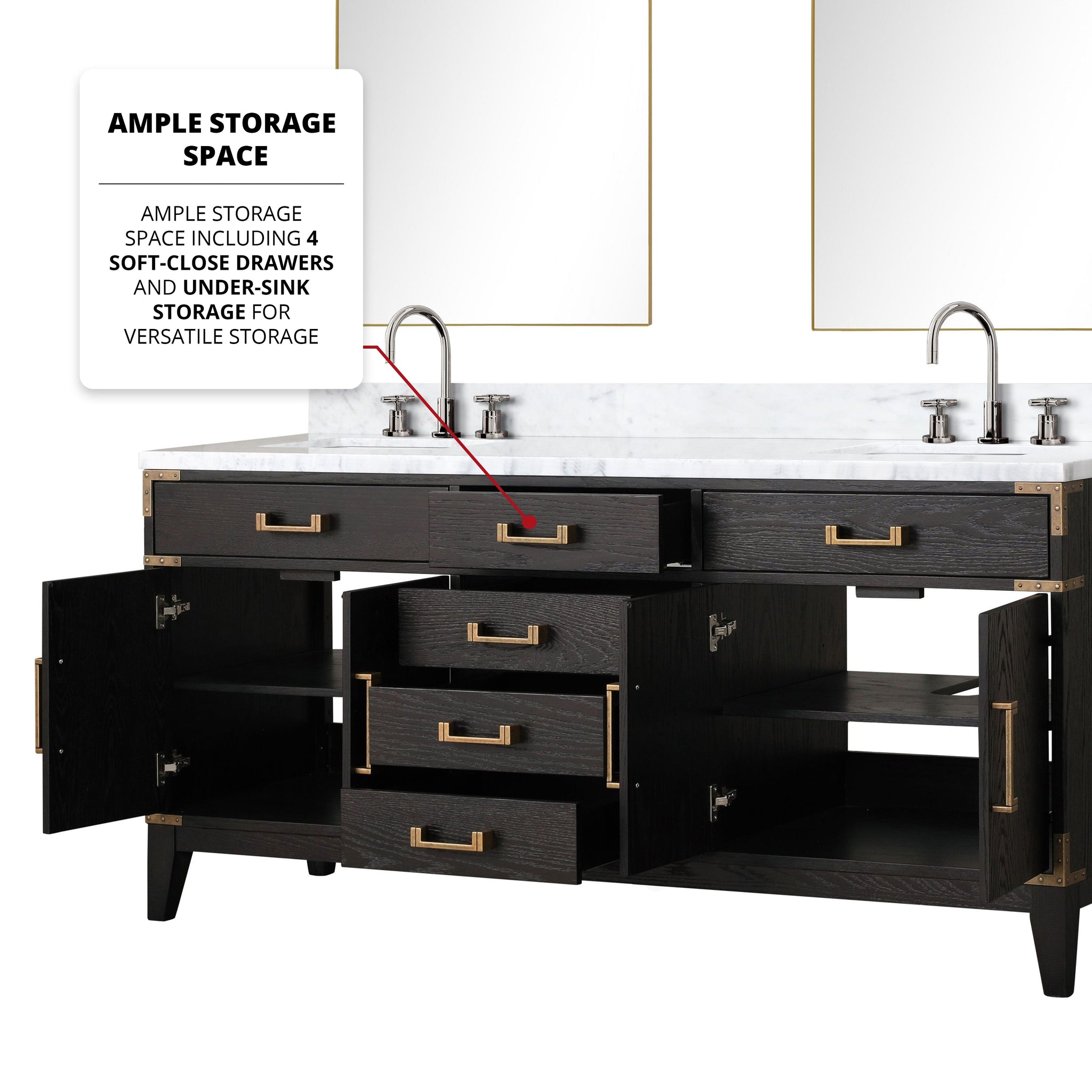 Laurel 72 in. Freestanding Bathroom Vanity with Carrara Marble Sink Top