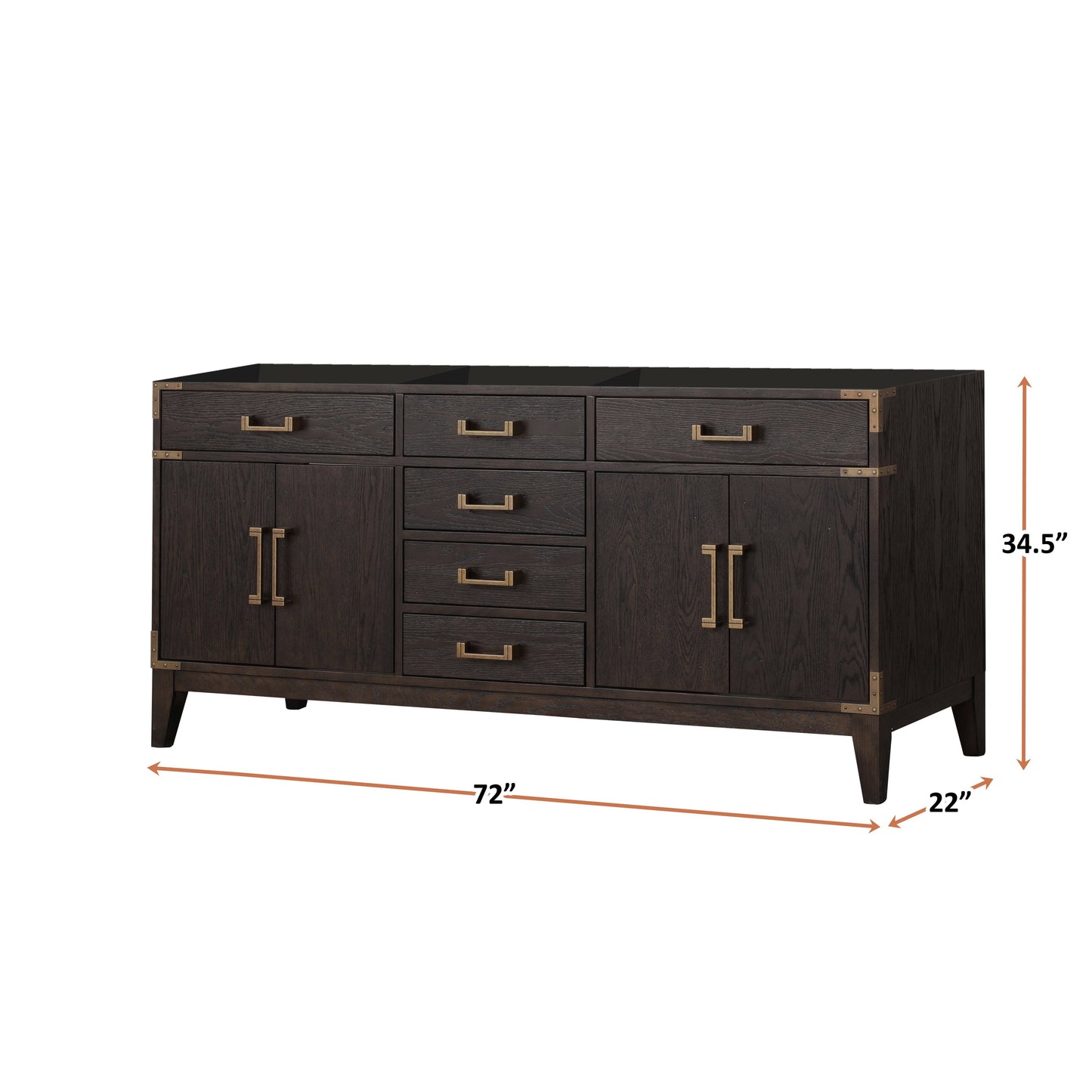 Laurel 72 in W x 22 in D Brown Oak Double Bath Vanity