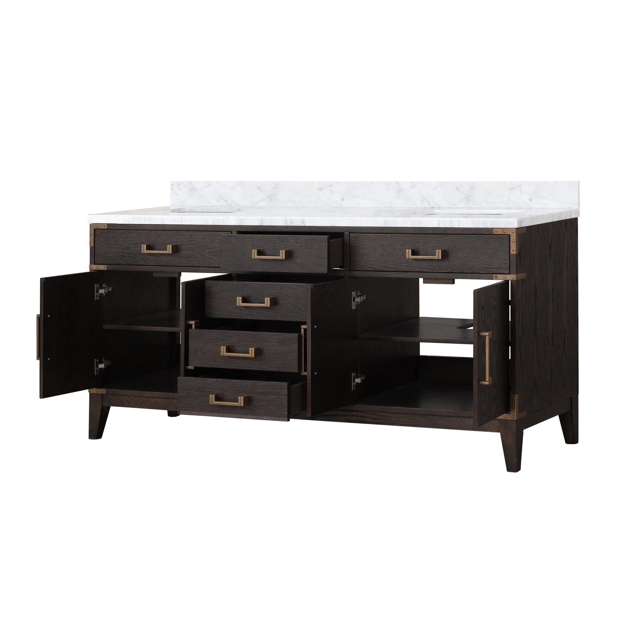 Laurel 72 in. Freestanding Bathroom Vanity with Carrara Marble Sink Top