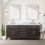 Laurel 72 in. Freestanding Bathroom Vanity with Carrara Marble Sink Top