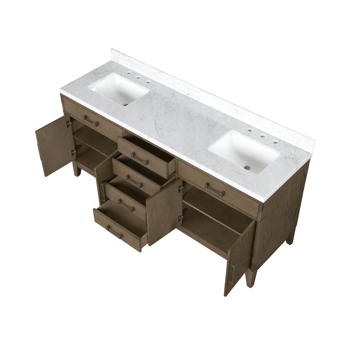 Laurel 72 in. Freestanding Bathroom Vanity with Carrara Marble Sink Top