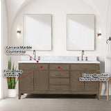 Laurel 72 in. Freestanding Bathroom Vanity with Carrara Marble Sink Top