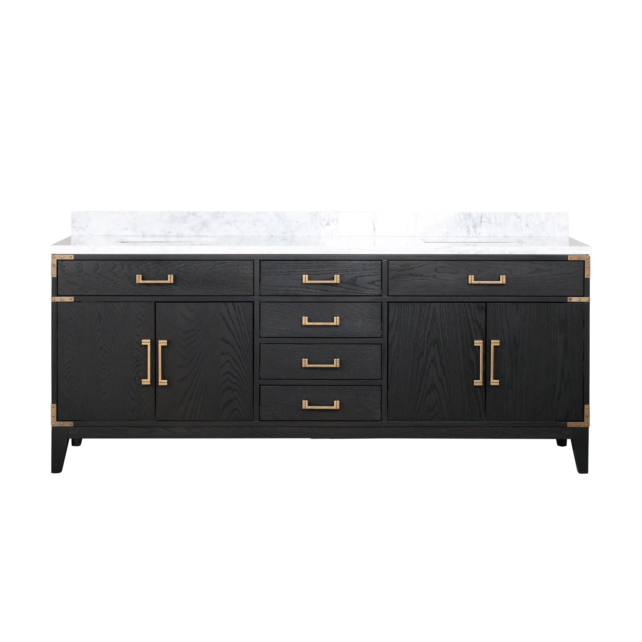 Laurel 80 in. Freestanding Bathroom Vanity with Carrara Marble Sink Top