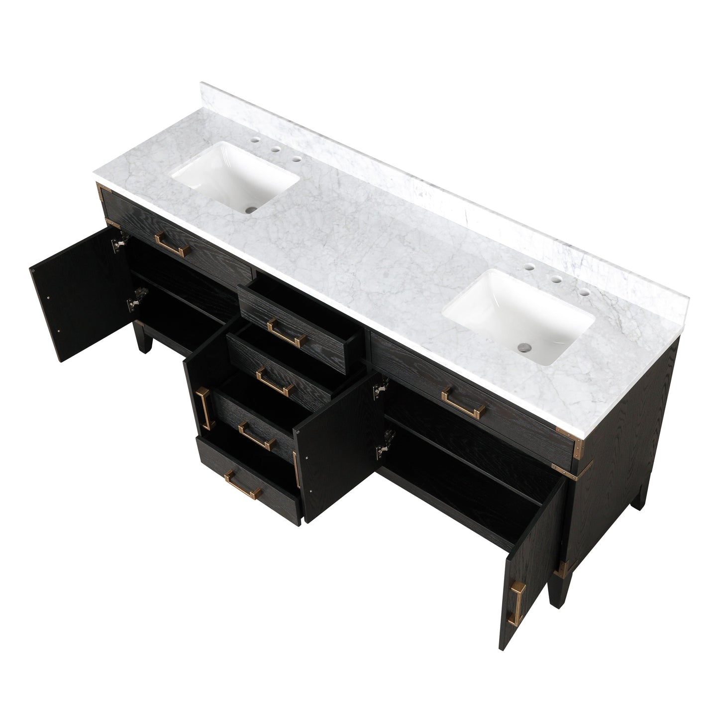 Laurel 80 in. Freestanding Bathroom Vanity with Carrara Marble Sink Top