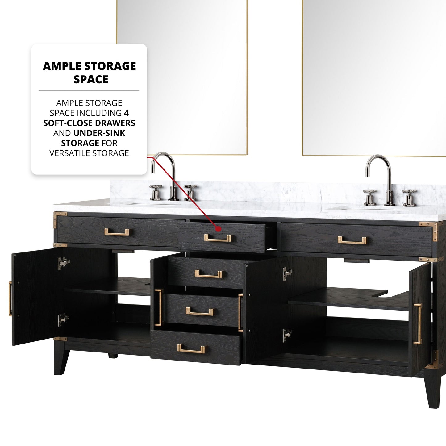 Laurel 80 in. Freestanding Bathroom Vanity with Carrara Marble Sink Top