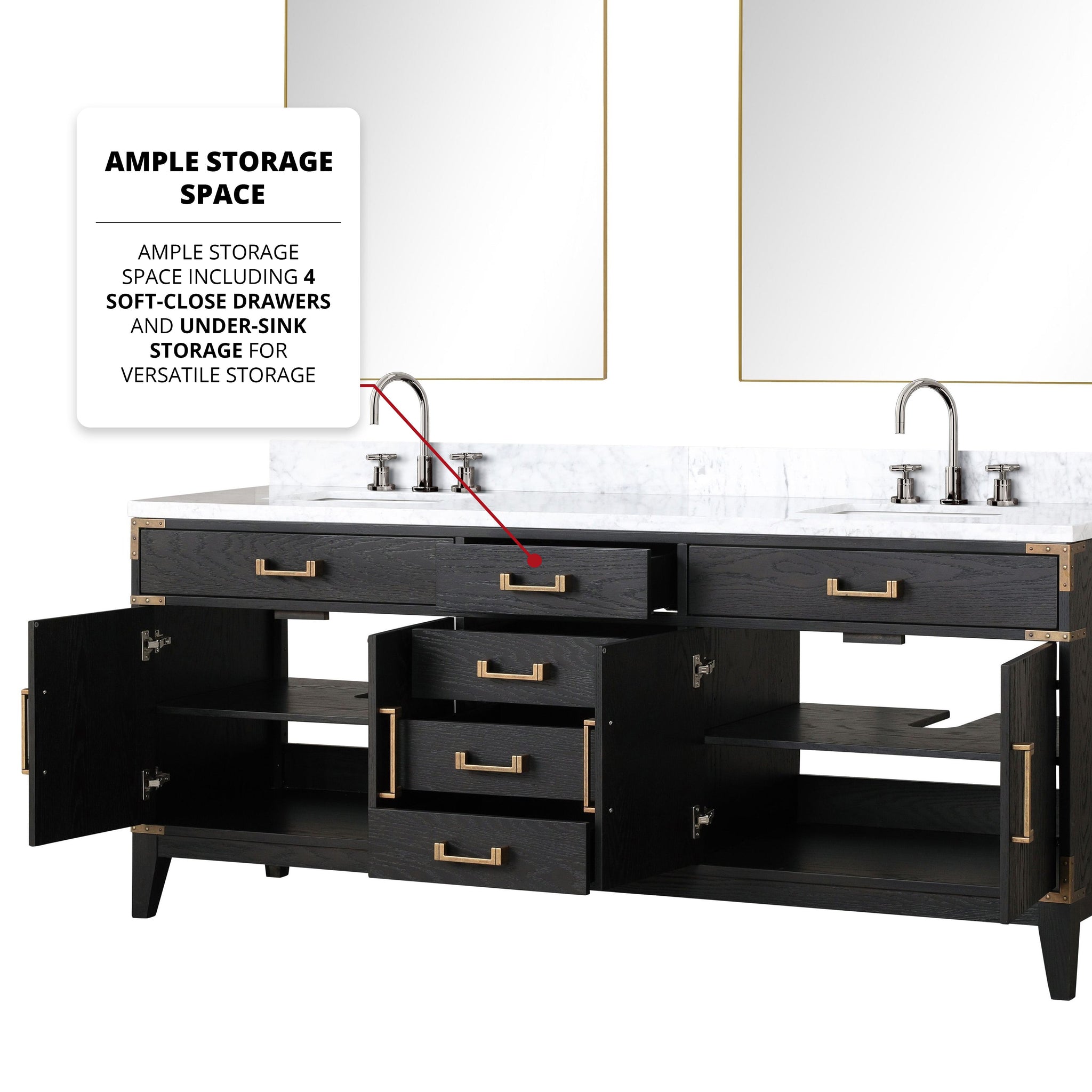 Laurel 80 in. Freestanding Bathroom Vanity with Carrara Marble Sink Top