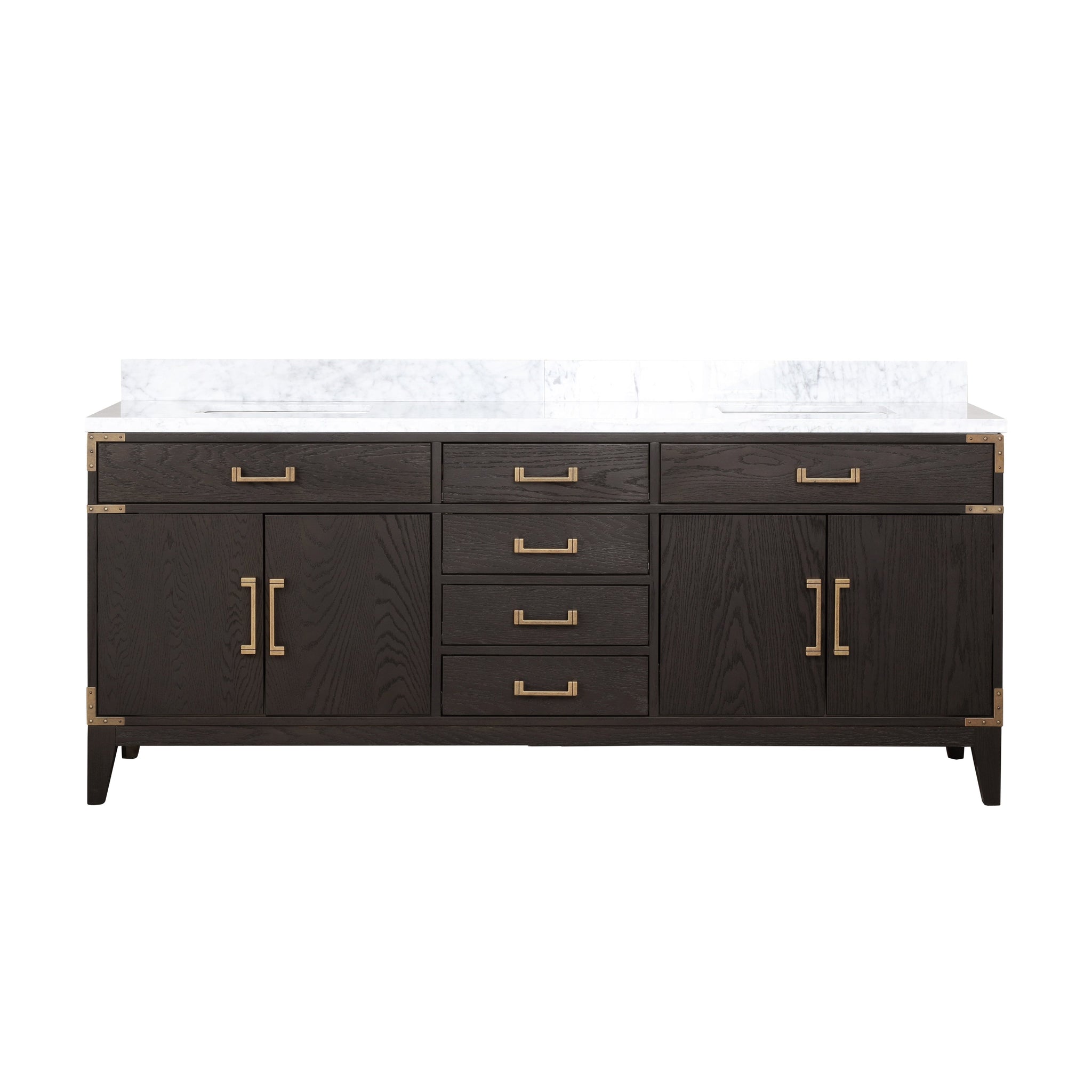 Laurel 80 in. Freestanding Bathroom Vanity with Carrara Marble Sink Top