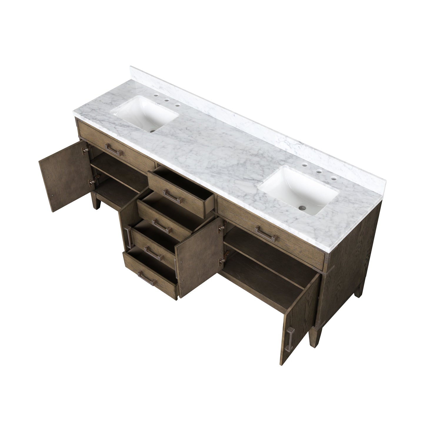 Laurel 80 in. Freestanding Bathroom Vanity with Carrara Marble Sink Top