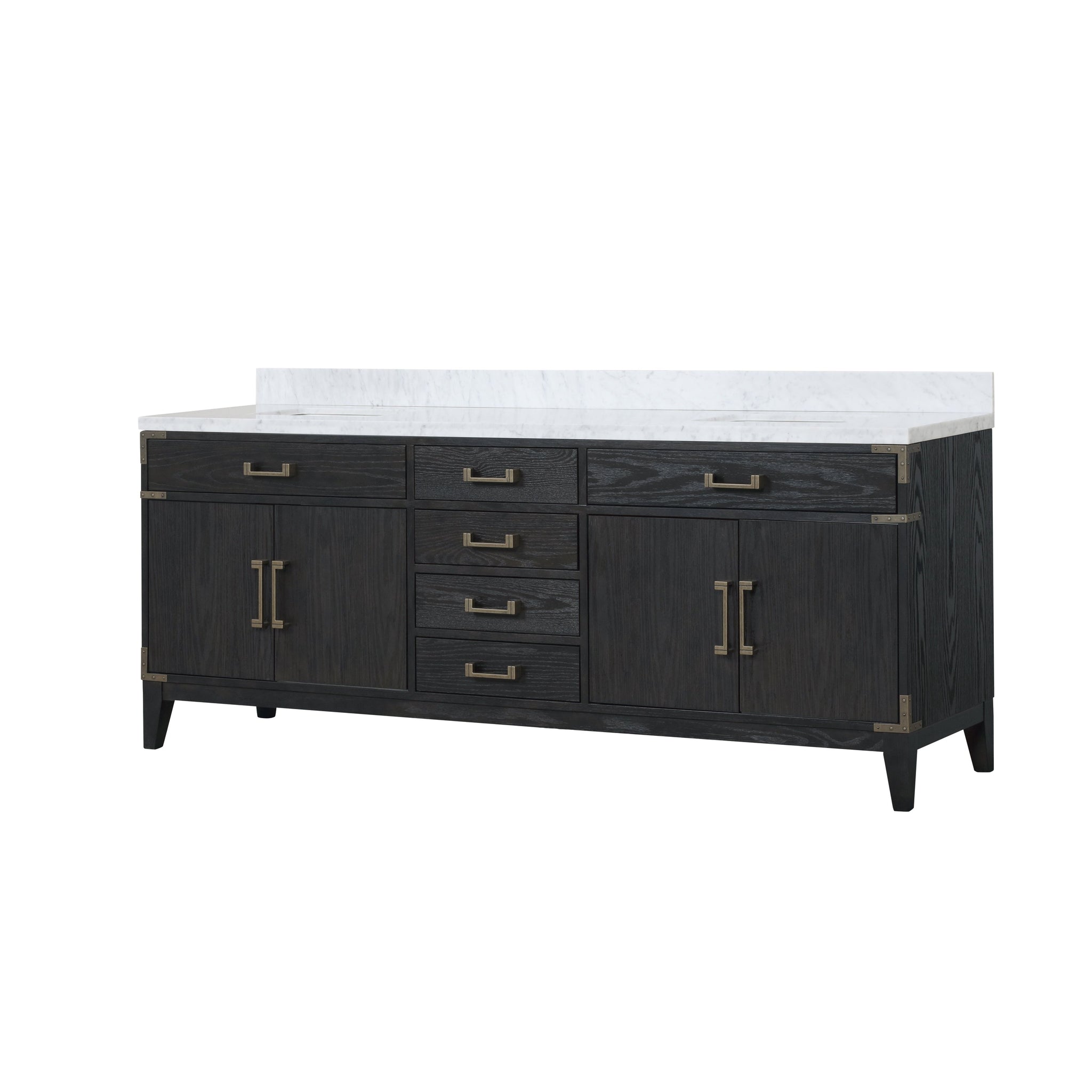 Laurel 84 in. Freestanding Bathroom Vanity with Carrara Marble Sink Top