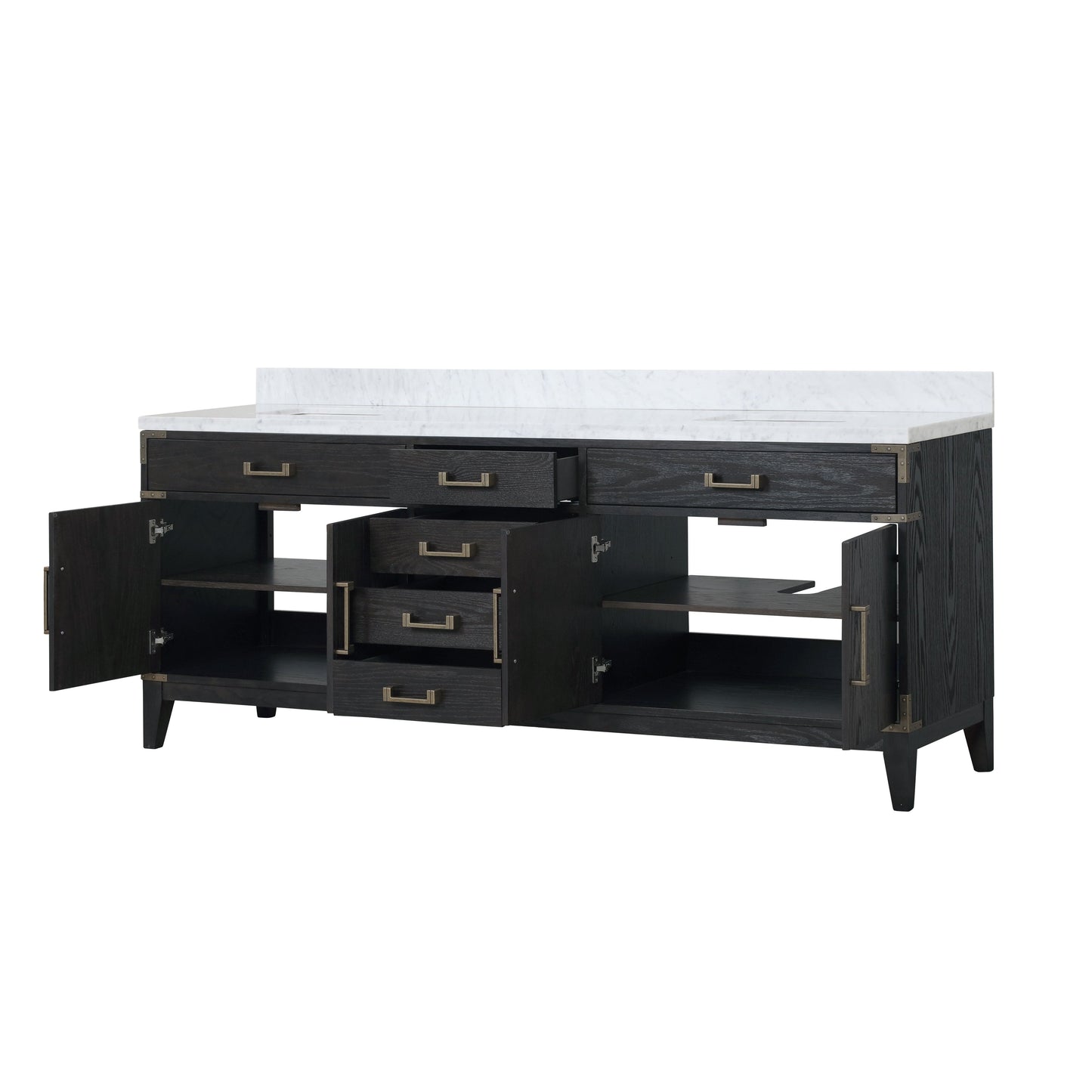 Laurel 84 in. Freestanding Bathroom Vanity with Carrara Marble Sink Top