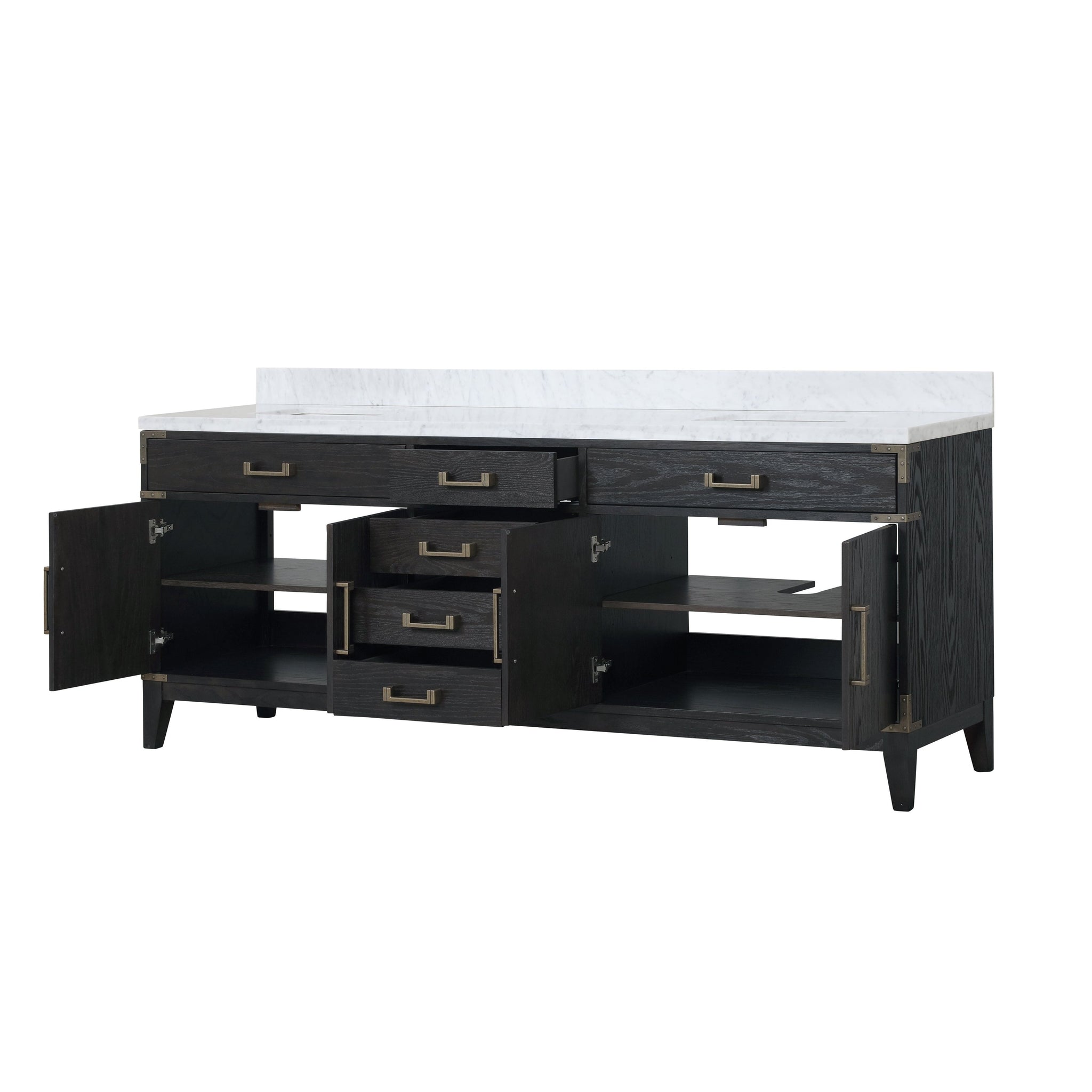 Laurel 84 in. Freestanding Bathroom Vanity with Carrara Marble Sink Top