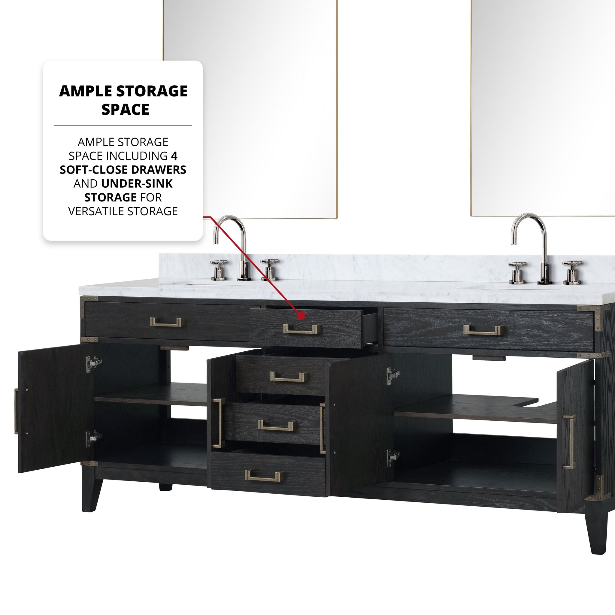 Laurel 84 in. Freestanding Bathroom Vanity with Carrara Marble Sink Top