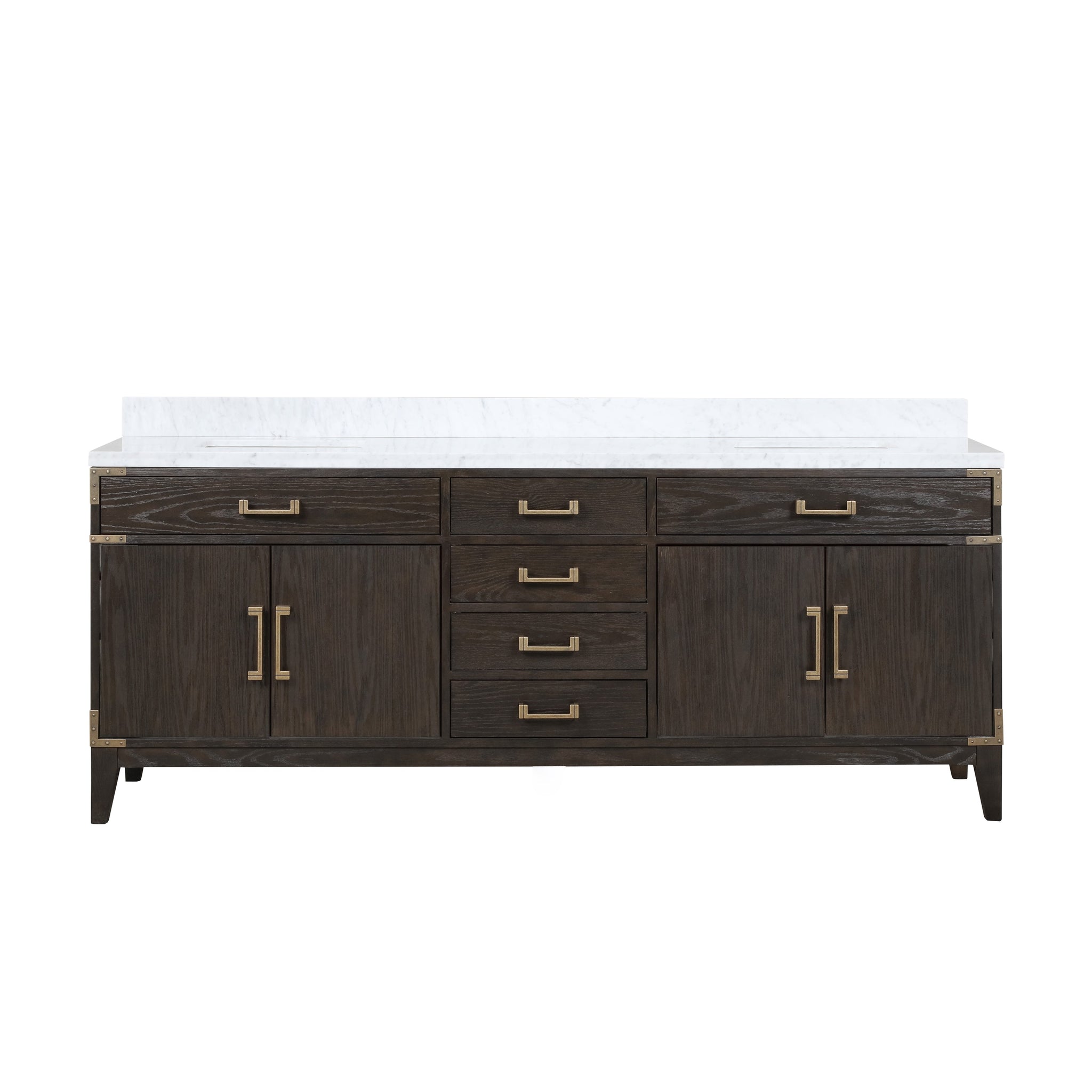 Laurel 84 in. Freestanding Bathroom Vanity with Carrara Marble Sink Top