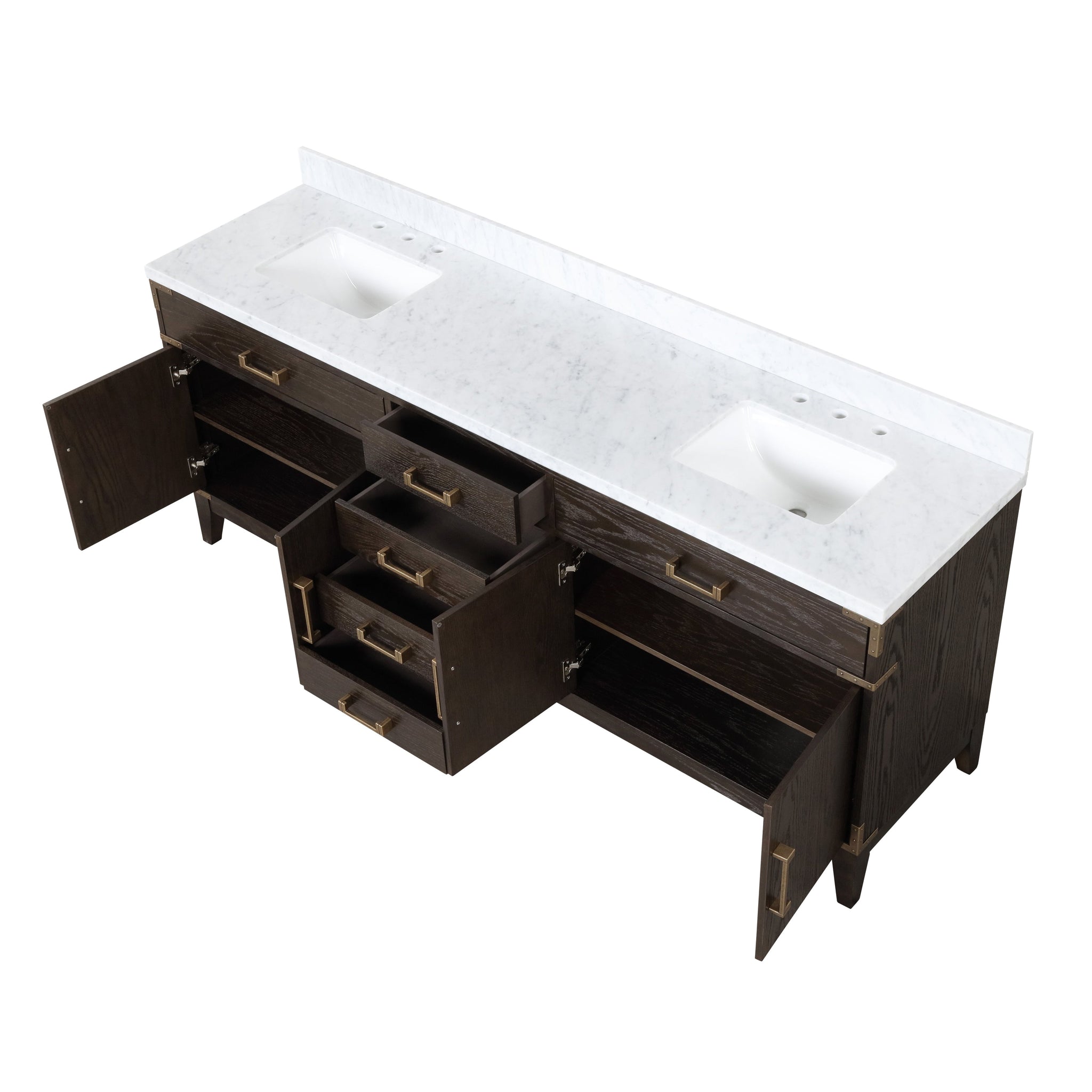 Laurel 84 in. Freestanding Bathroom Vanity with Carrara Marble Sink Top