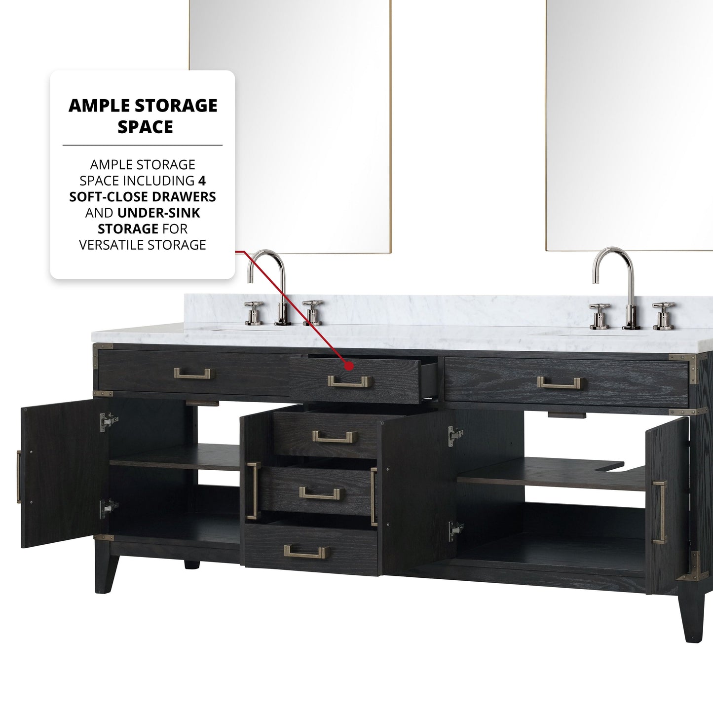 Laurel 84 in. Freestanding Bathroom Vanity with Carrara Marble Sink Top