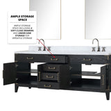 Laurel 84 in. Freestanding Bathroom Vanity with Carrara Marble Sink Top