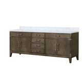 Laurel 84 in. Freestanding Bathroom Vanity with Carrara Marble Sink Top