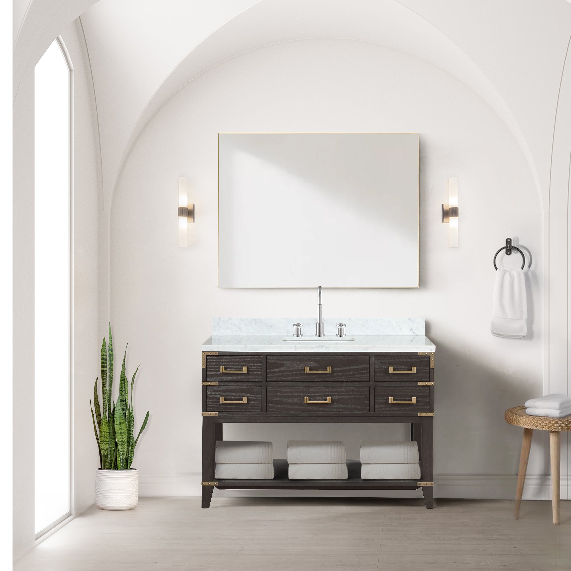 Norwalk 48 in W x 22 in D Brown Oak Single Bath Vanity