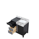Zilara 36 in. Black and Grey  Freestanding Bathroom Vanity With Castle Grey Marble Top, and White Square Sink