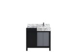 Zilara 36 in. Black and Grey  Freestanding Bathroom Vanity With Castle Grey Marble Top, White Square Sink, and Monte Chrome Faucet