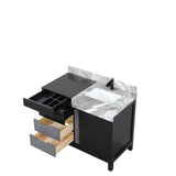 Zilara 42 in. Black and Grey  Freestanding Bathroom Vanity With Castle Grey Marble Top, White Square Sink, and Cascata Nera Matte Black Faucet