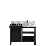 Zilara 42 in. Black and Grey  Freestanding Bathroom Vanity With Castle Grey Marble Top, White Square Sink, and Cascata Nera Matte Black Faucet