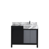 Zilara 42 in. Black and Grey  Freestanding Bathroom Vanity With Castle Grey Marble Top, White Square Sink, and Monte Chrome Faucet