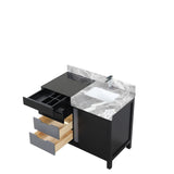 Zilara 42 in. Black and Grey  Freestanding Bathroom Vanity With Castle Grey Marble Top, White Square Sink, and Monte Chrome Faucet