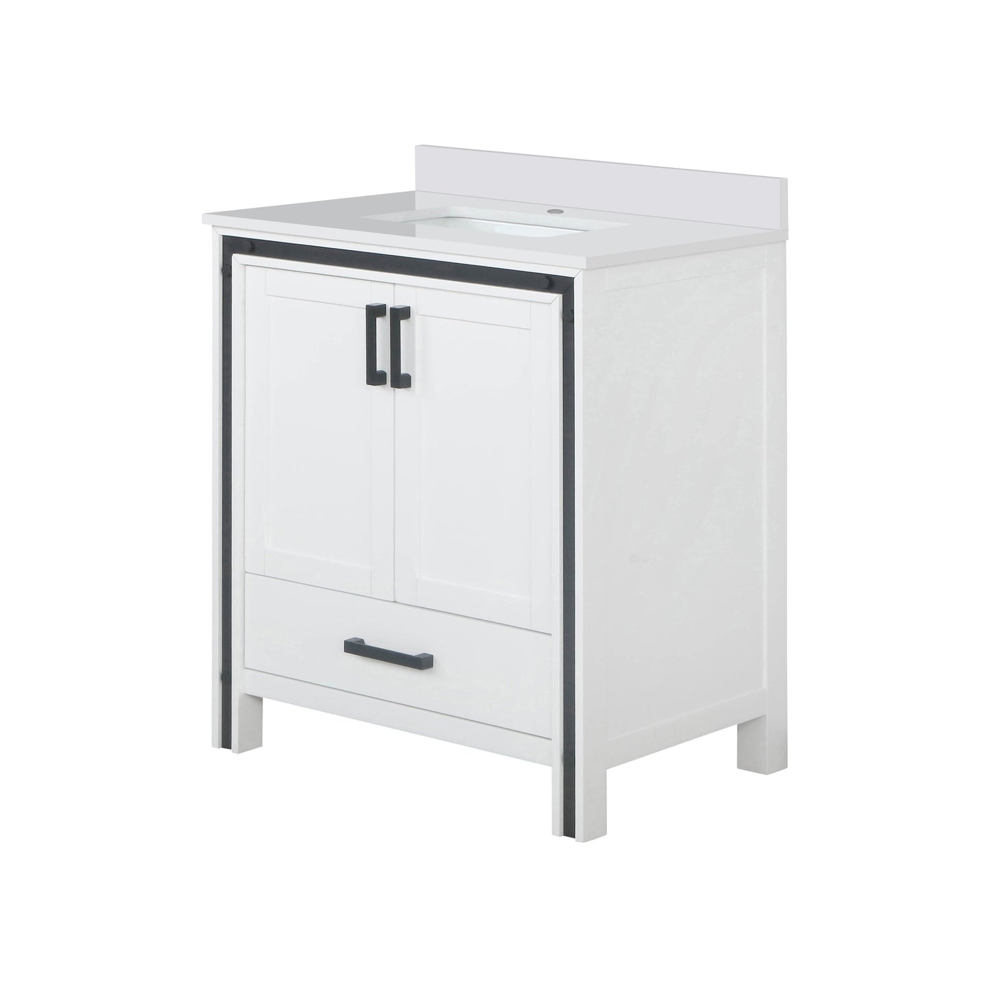 Ziva Freestanding 30 in. Freestanding Bathroom Vanity With Double Integrated Ceramic Sink, White Cultured Marble Top