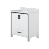 Ziva Freestanding 30 in. Freestanding Bathroom Vanity With Double Integrated Ceramic Sink, White Cultured Marble Top