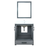 Ziva 30" Dark Grey Single Vanity, Cultured Marble Top, White Square Sink and 28" Mirror w/ Faucet