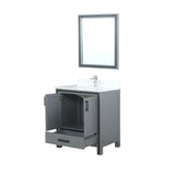 Ziva 30" Dark Grey Single Vanity, Cultured Marble Top, White Square Sink and 28" Mirror w/ Faucet