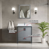 Ziva Freestanding 30 in. Freestanding Bathroom Vanity With Double Integrated Ceramic Sink, White Cultured Marble Top