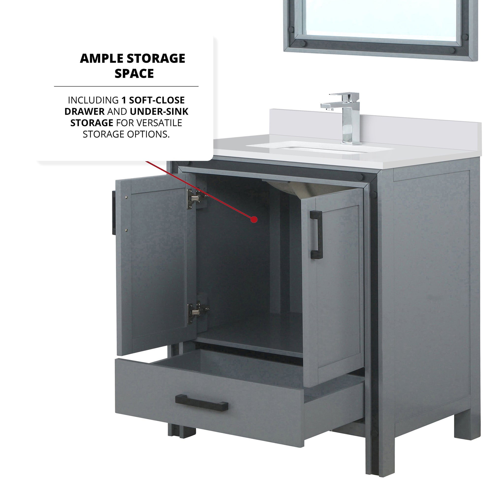 Ziva Freestanding 30 in. Freestanding Bathroom Vanity With Double Integrated Ceramic Sink, White Cultured Marble Top