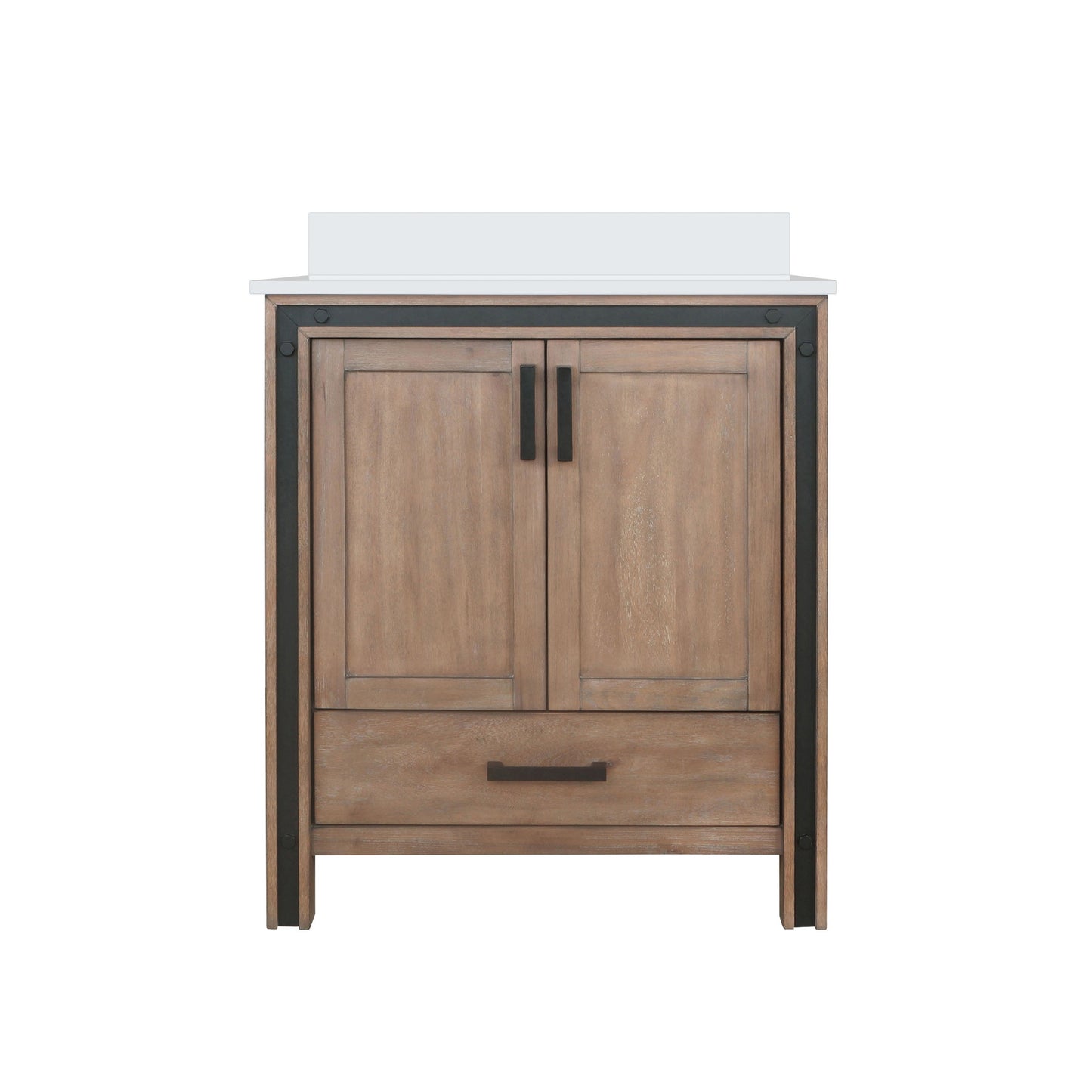 Ziva Freestanding 30 in. Freestanding Bathroom Vanity With Double Integrated Ceramic Sink, White Cultured Marble Top