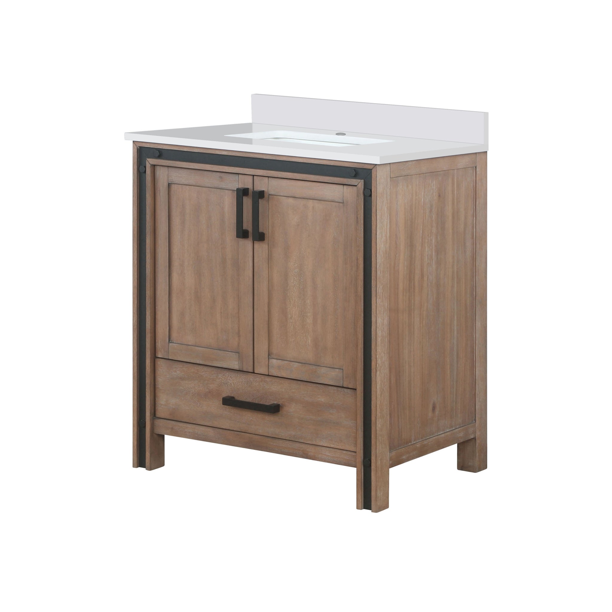 Ziva Freestanding 30 in. Freestanding Bathroom Vanity With Double Integrated Ceramic Sink, White Cultured Marble Top