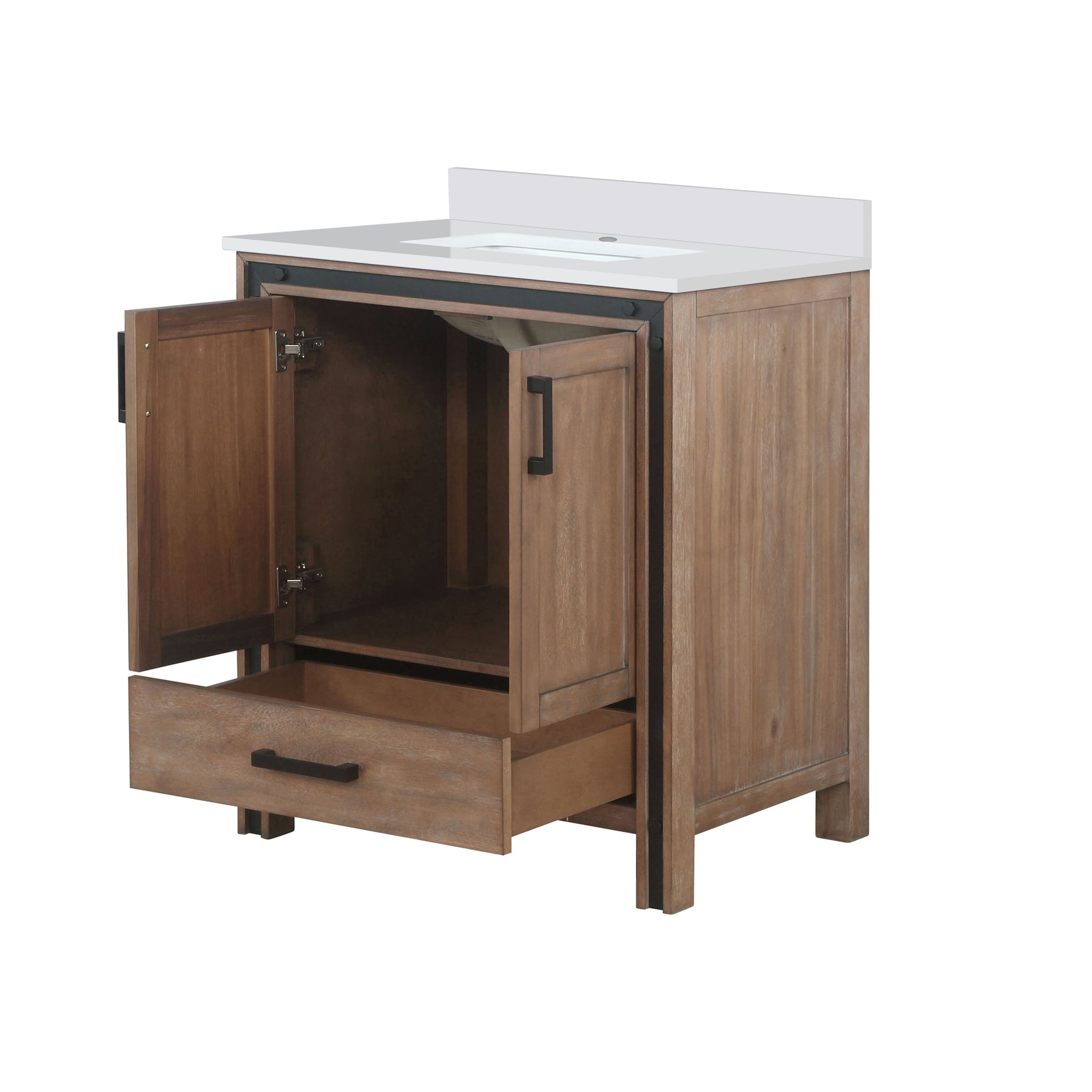 Ziva Freestanding 30 in. Freestanding Bathroom Vanity With Double Integrated Ceramic Sink, White Cultured Marble Top