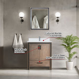 Ziva Freestanding 30 in. Freestanding Bathroom Vanity With Double Integrated Ceramic Sink, White Cultured Marble Top